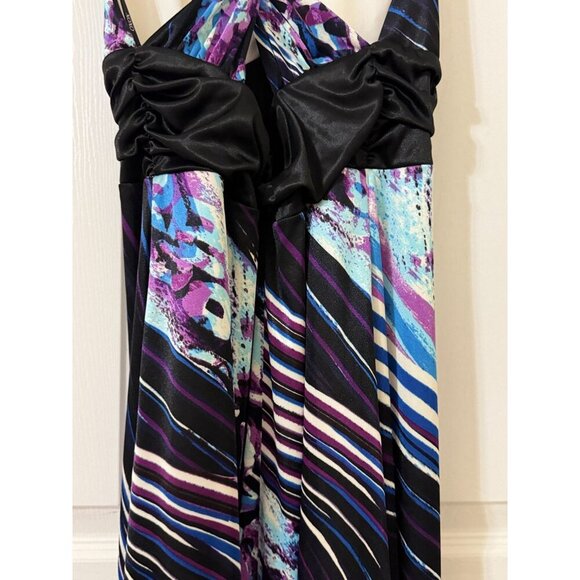 XOXO Womens Multicolor Maxi Dress Formal Gown Purple Black Medium - Picture 16 of 16